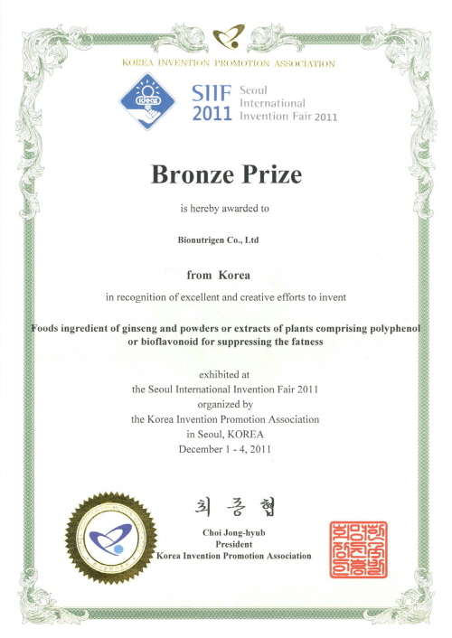 2011年首尔国际发明博览会青铜奖